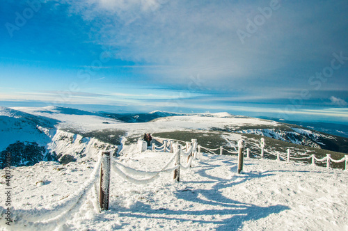 view of the Polish Sudetes mountains taken in winter