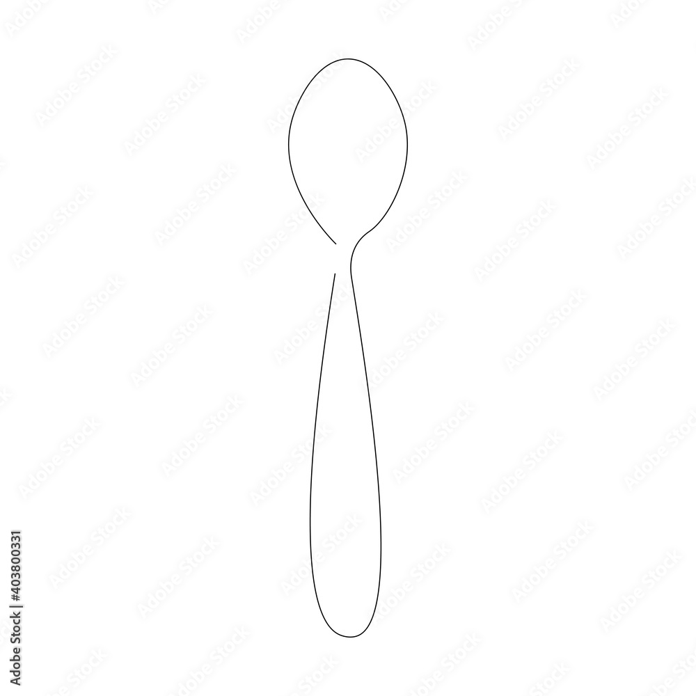 Spoon silhouette one line drawing, vector illustration Spoon silhouette one line drawing, vector illustration