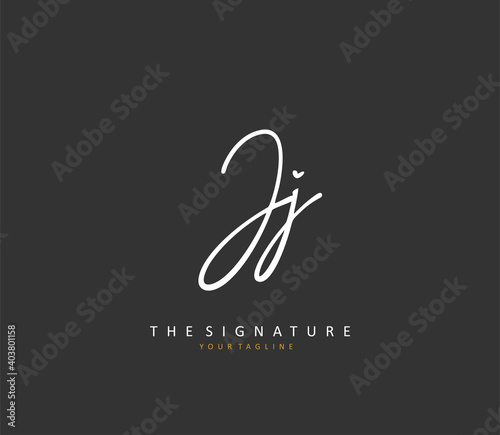 JJ Initial letter handwriting and signature logo. A concept handwriting initial logo with template element.