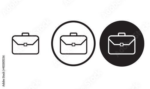 icon briefcase black outline logo for web site design 
and mobile dark mode apps 
Vector illustration on a white background