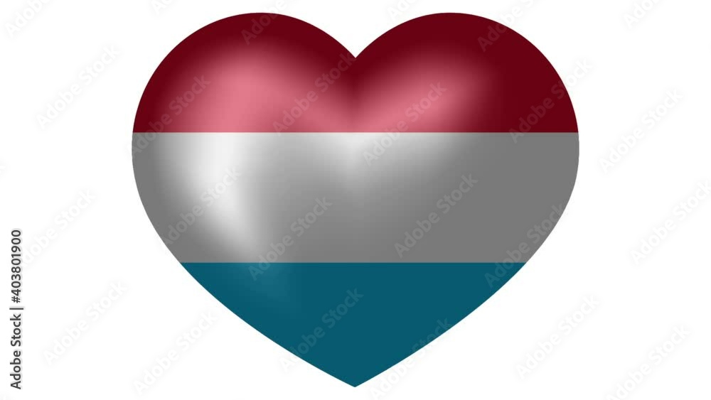 Animated flag of Luxembourg in heart shape. Flag of Luxembourg animated banner. Animated flag of Luxembourg in heart shape. Flag of Luxembourg animated banner.