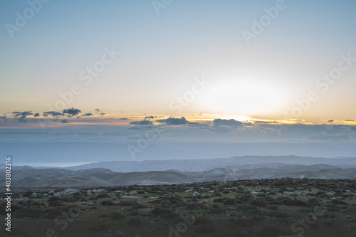 Bild auf Leinwand early sunrise over the desert