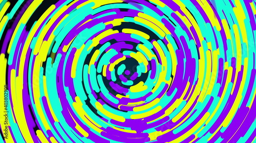 Spiral fireworks from multicolored radial lines  computer generated. 3d rendering abstract backdrop.