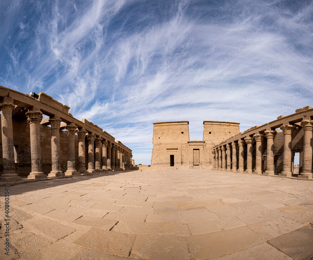 Panoramic view of the Philae Temple in Aswan