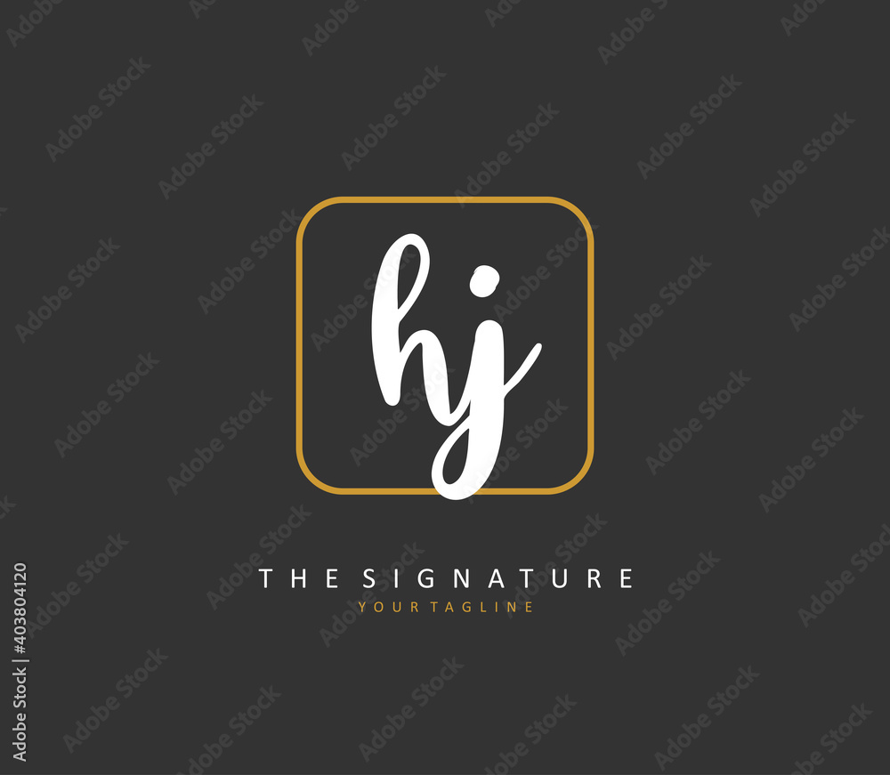 HJ Initial letter handwriting and signature logo. A concept handwriting initial logo with template element. HJ Initial letter handwriting and signature logo. A concept handwriting initial logo with template element.