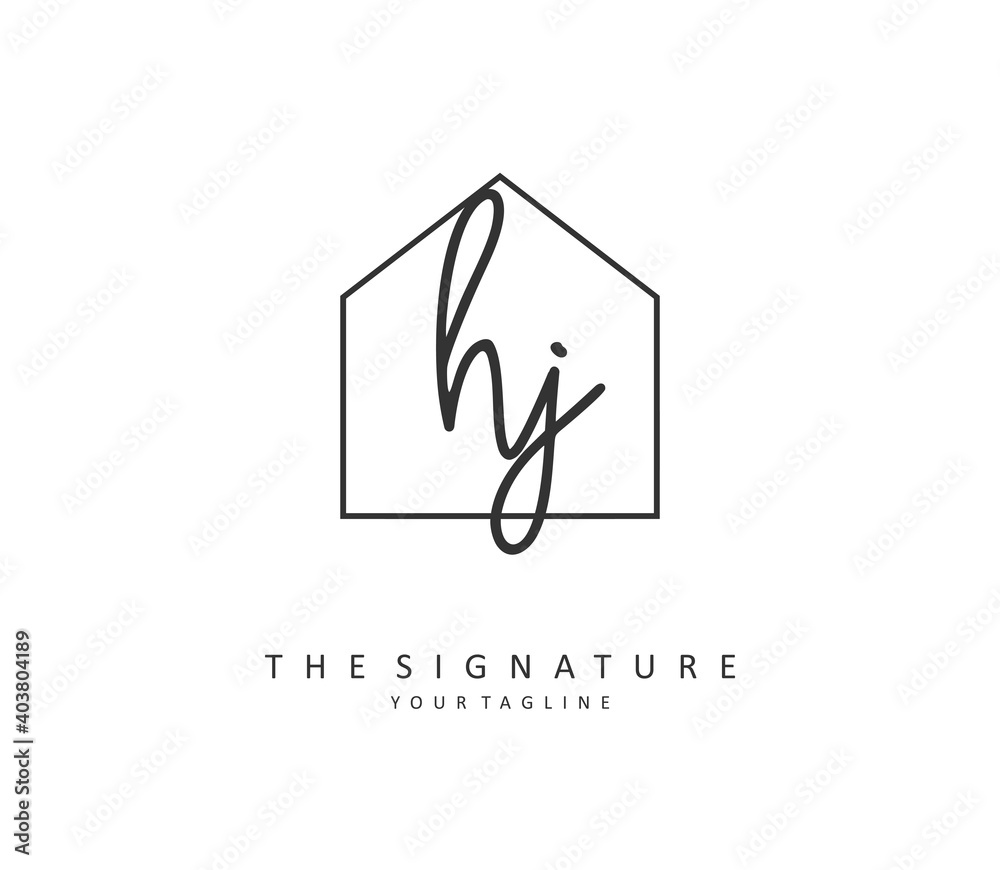 HJ Initial letter handwriting and signature logo. A concept handwriting initial logo with template element. HJ Initial letter handwriting and signature logo. A concept handwriting initial logo with template element.