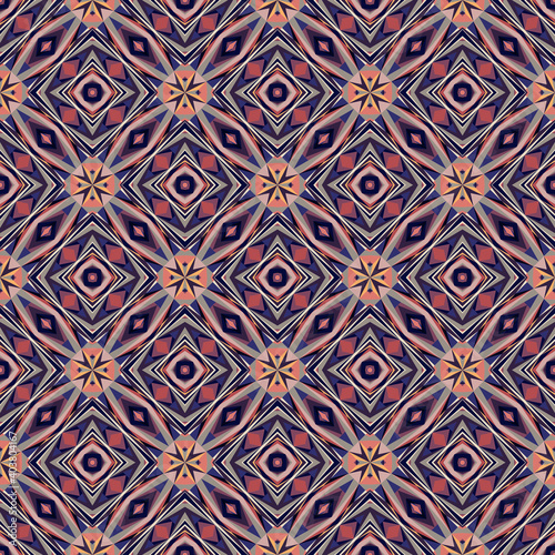 Geometric seamless pattern, ornament, abstract colorful background, fashion print, vector texture.