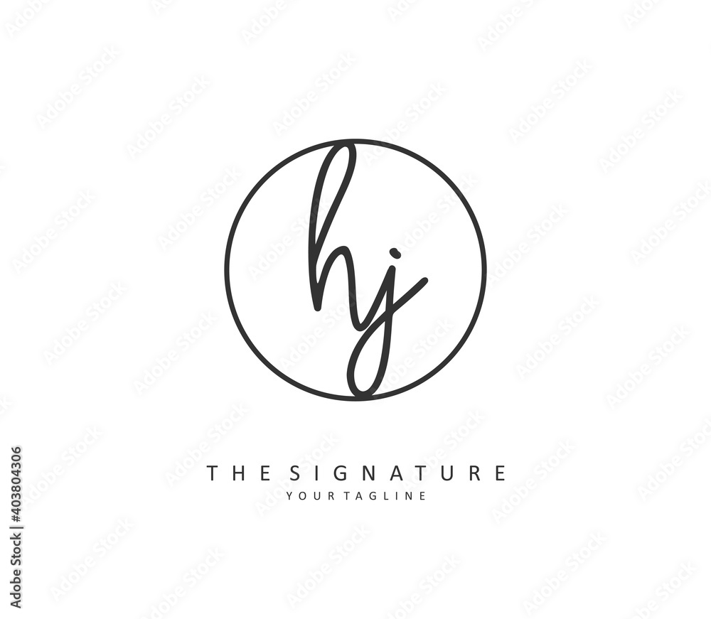 HJ Initial letter handwriting and signature logo. A concept handwriting initial logo with template element. HJ Initial letter handwriting and signature logo. A concept handwriting initial logo with template element.