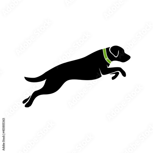 Silhouette vector of a black and white jumping dog