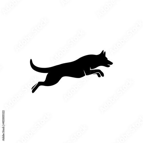 Silhouette vector of a black and white jumping dog