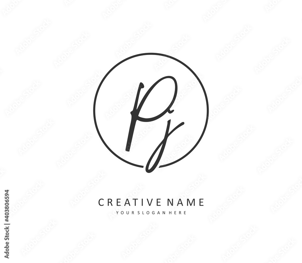 PJ Initial letter handwriting and signature logo. A concept handwriting initial logo with template element. PJ Initial letter handwriting and signature logo. A concept handwriting initial logo with template element.