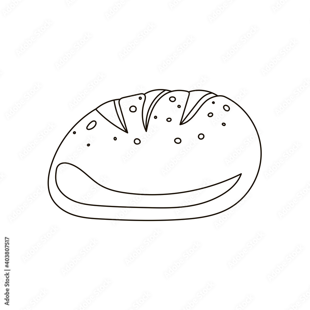 Bread icon in doodle style isolated on white background. Sketch hand drawn bread. Vector stock illustration. Bread icon in doodle style isolated on white background. Sketch hand drawn bread. Vector stock illustration.