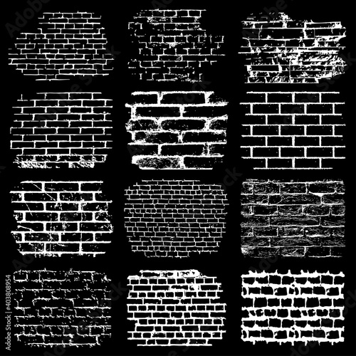 White Brick Wall Texture Vector Set