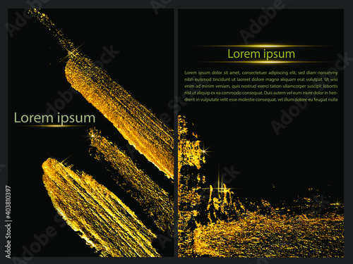 Flyer, business card or postcard design based on a golden background.