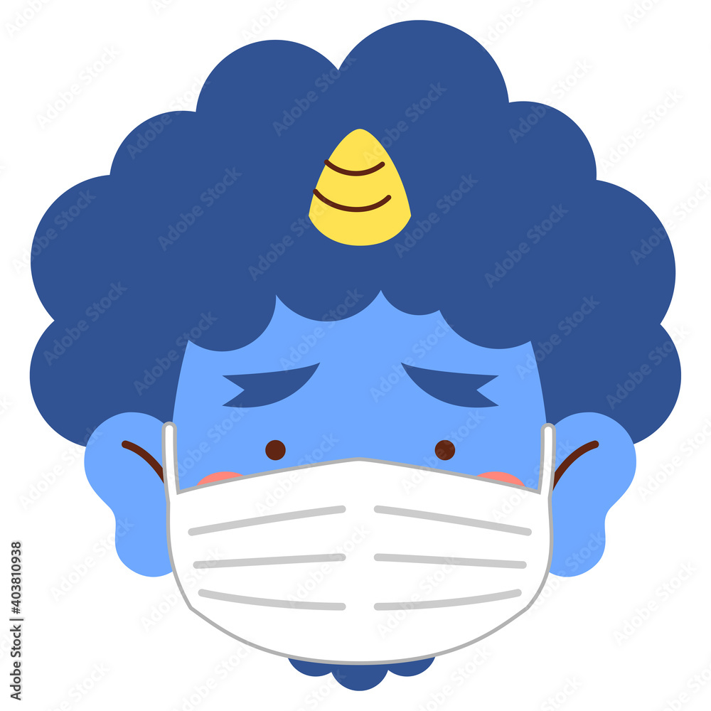 マスクをした青鬼のお面イラスト Stock Vector Adobe Stock