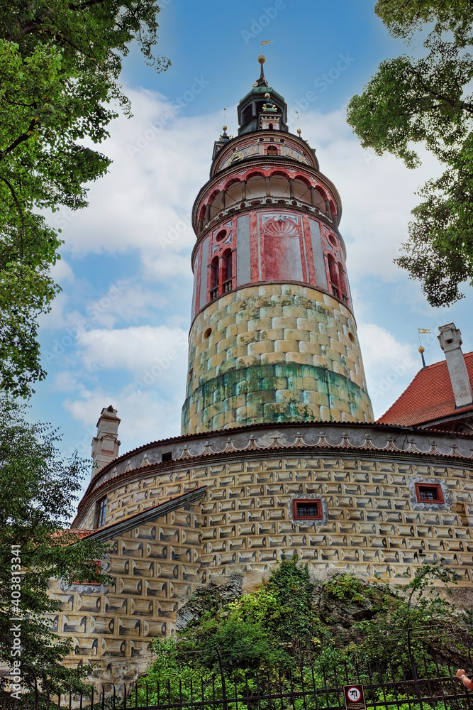 Castle Tower In Cesky Krumlov, Czech Republic