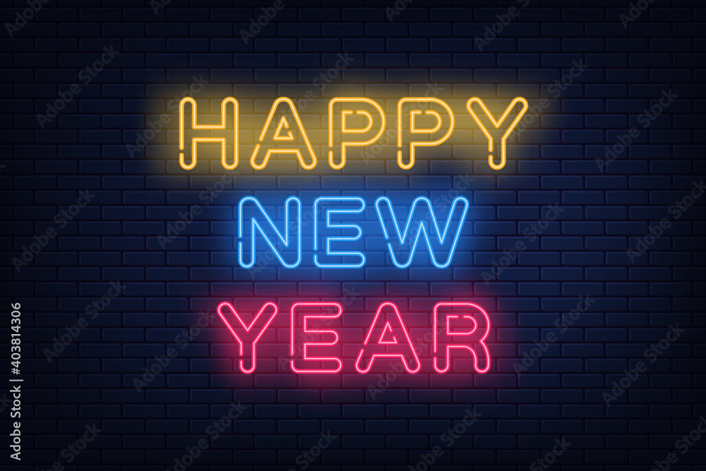 Happy New year 2021 text neon vector. Modern trendy design, night sign. Happy New year 2021 text neon vector. Modern trendy design, night sign.