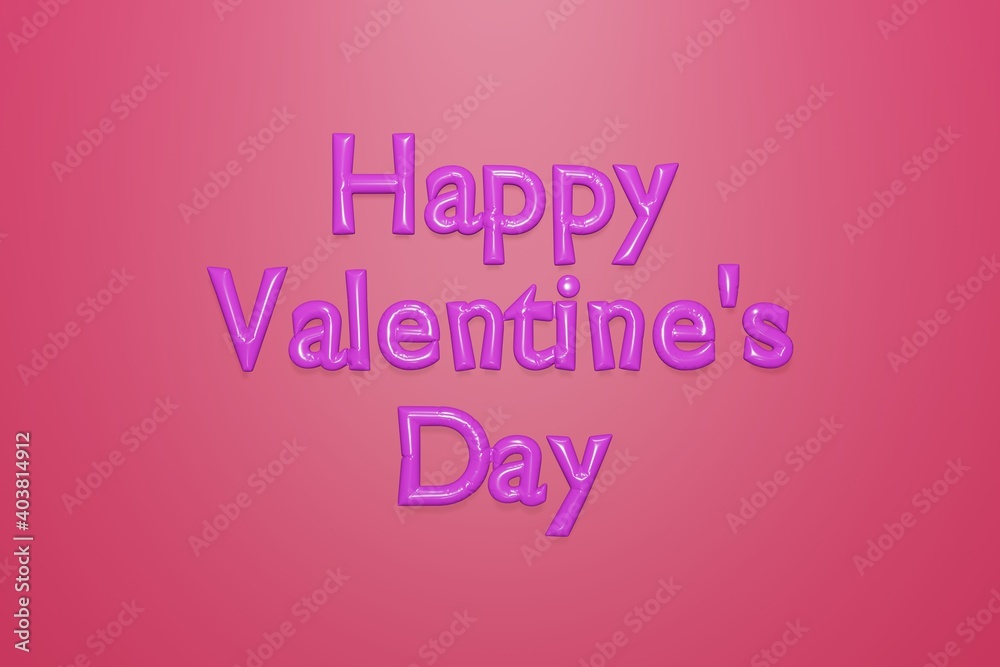 Air balloon of Happy Valentine's Day text background 3D rendering