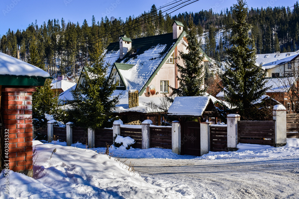 Winter landscape in a ski resort Winter landscape in a ski resort