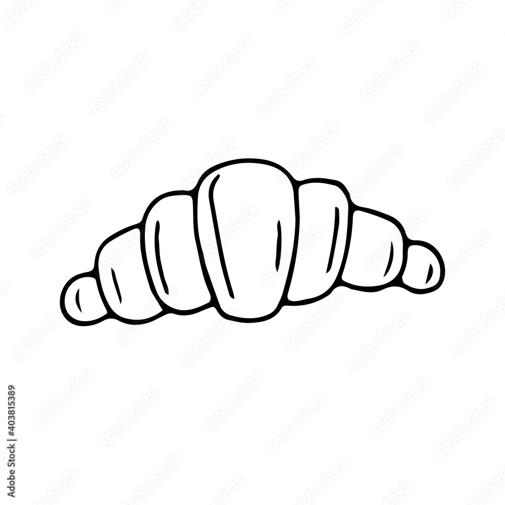 French cake croissant, vector hand drawing doodle illustration French cake croissant, vector hand drawing doodle illustration