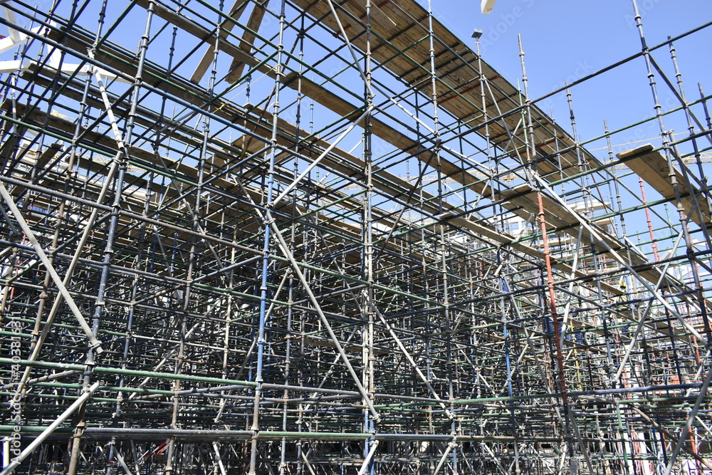 Platform for a canopy works. Oman city. A new civil construction site Building in Oman. Muscat, Oman