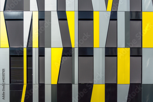 Canvas Print Yellow and Gray Decorative Facade Cladding Panels of Irregular Shapes