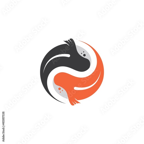 yin yang koi fish  concept design vector icon illustration