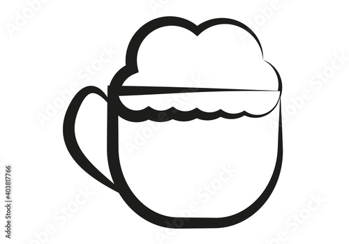 Icono negro de una taza con café. 
