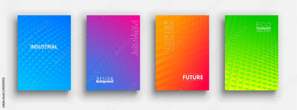Plakat Minimal covers design. Colorful halftone gradients