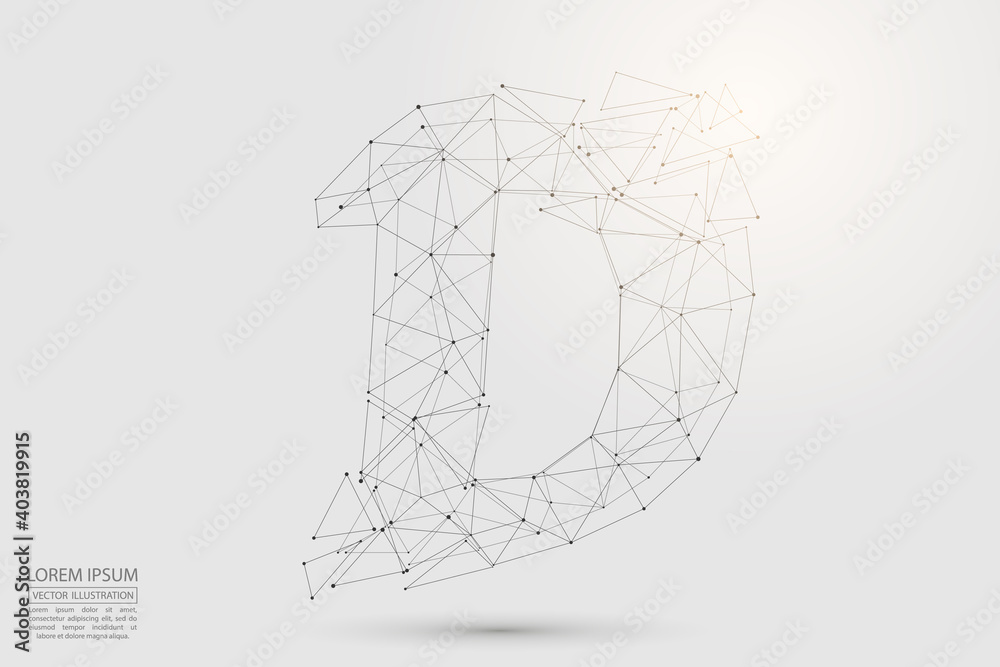 The destruction of the abstract font of English letters is made up of triangles, lines, points and connections. Vector illustration EPS 10. The destruction of the abstract font of English letters is made up of triangles, lines, points and connections. Vector illustration EPS 10.