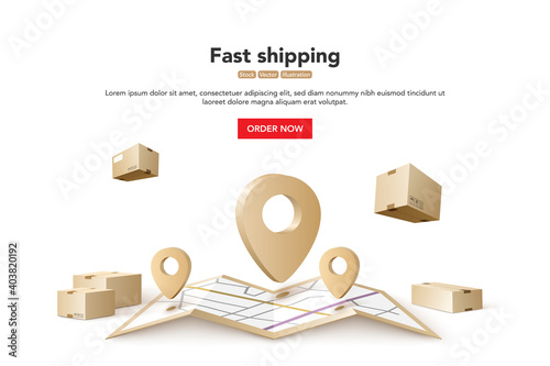 Fast shipping. Concept for fast delivery service. Vector illustration