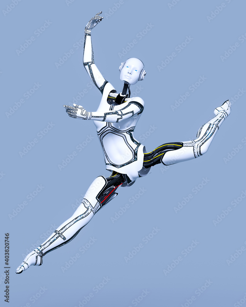 Robot woman. White metal droid. Artificial Intelligence. Robot woman. White metal droid. Artificial Intelligence.