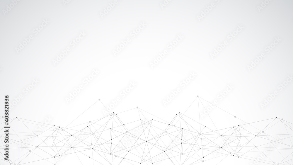 Abstract polygonal background with connecting dots and lines. Global network connection, digital technology and communication concept