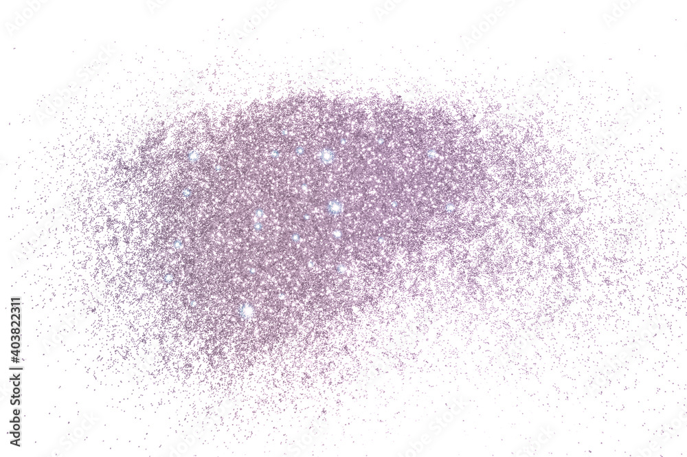 Purple glitter sparkles on white background