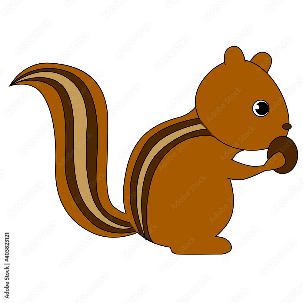 Cute chipmunk with stripes on the back and a nut in its paws. Cute chipmunk with stripes on the back and a nut in its paws.