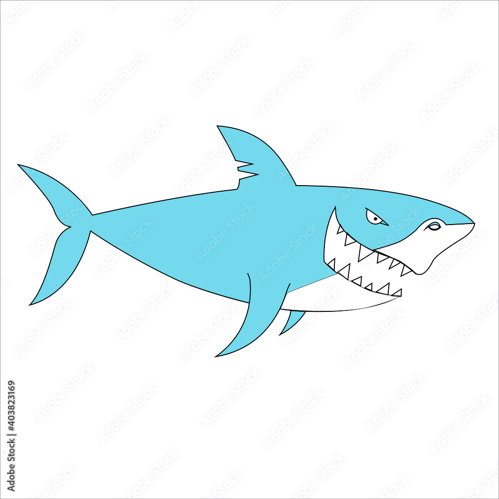 Fototapeta premium Vector blue shark with big scratches