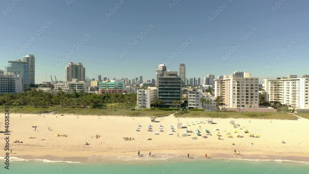 Aerial reveal Miami Beach coastal scene January 2021 Aerial reveal Miami Beach coastal scene January 2021