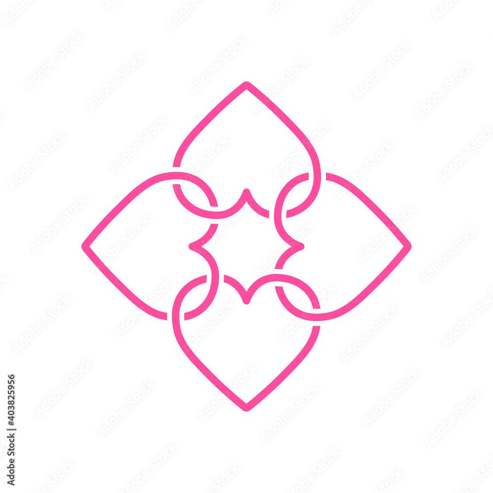 Four hearts initial logo