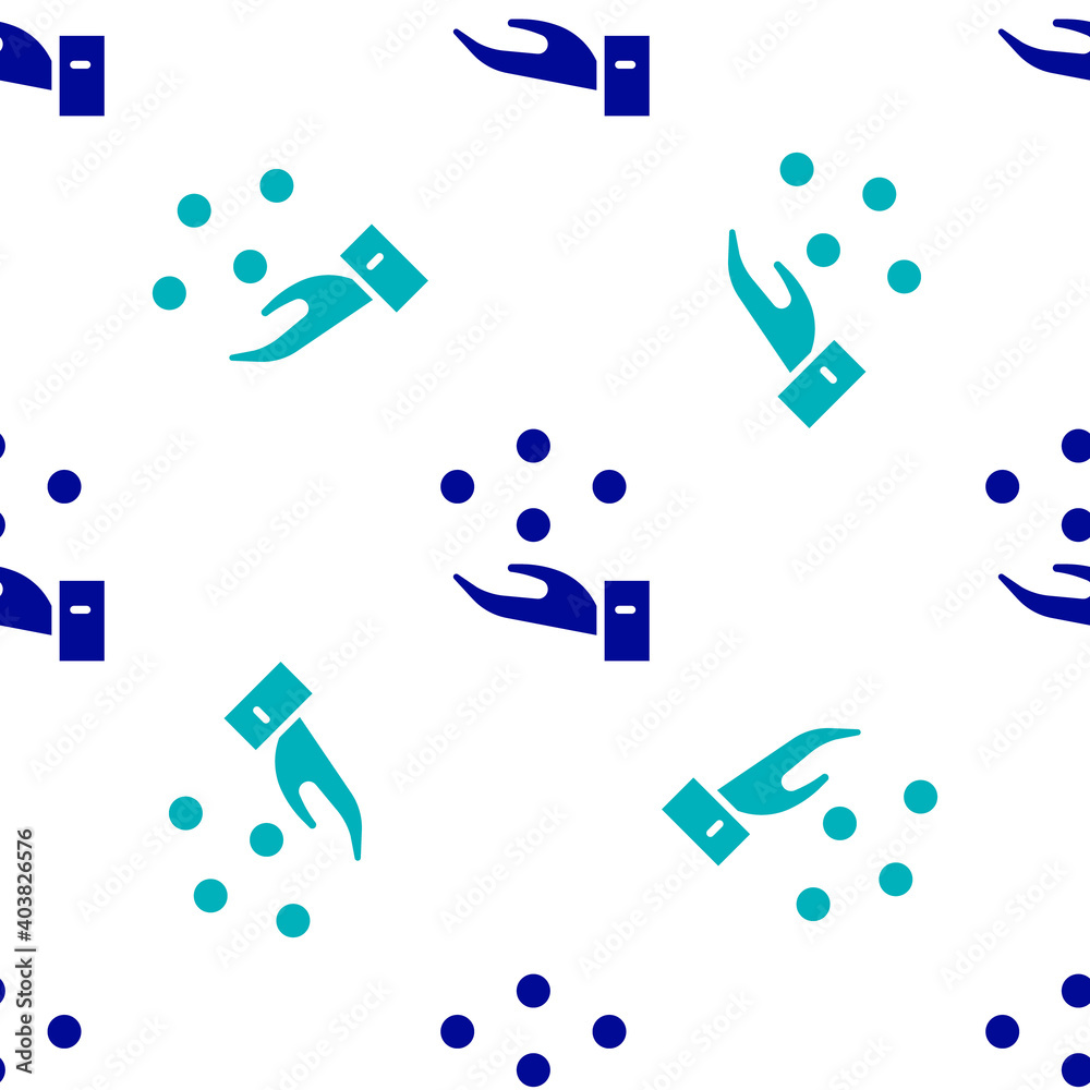 Blue Juggling ball icon isolated seamless pattern on white background. Vector.