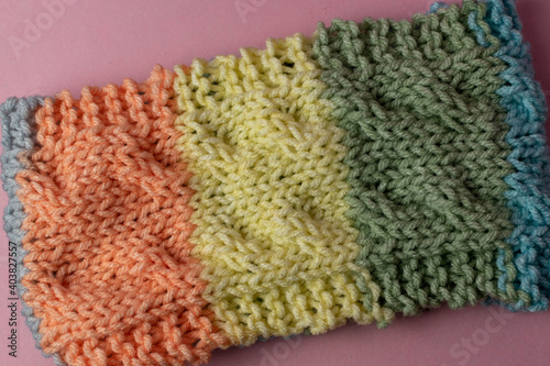 multi coloured cable knit hand made winter headband 