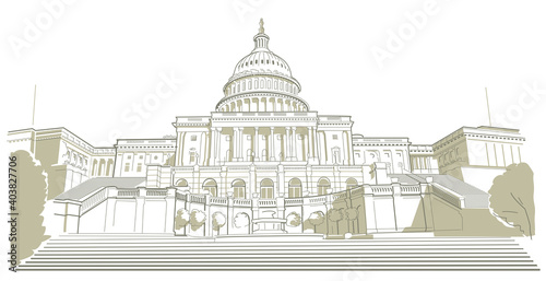 Vector illustration of the Capitol building in the USA in Washington, USA