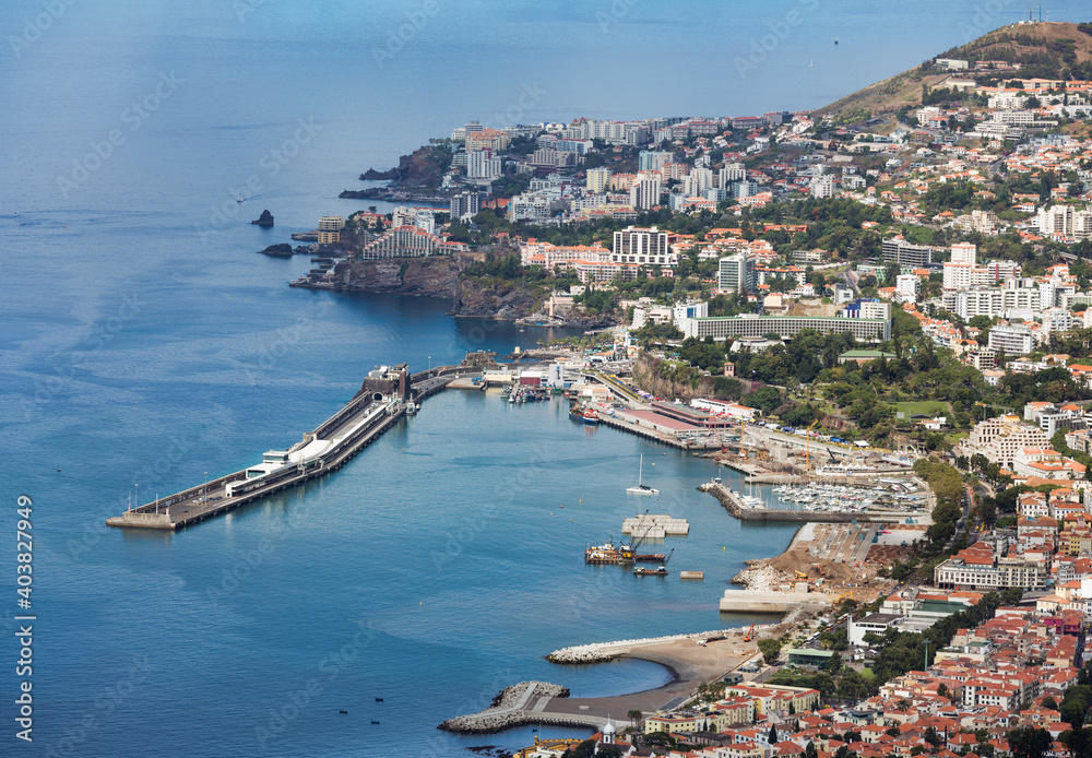 View at harbor of Funchal, capital city of Portugese madeira