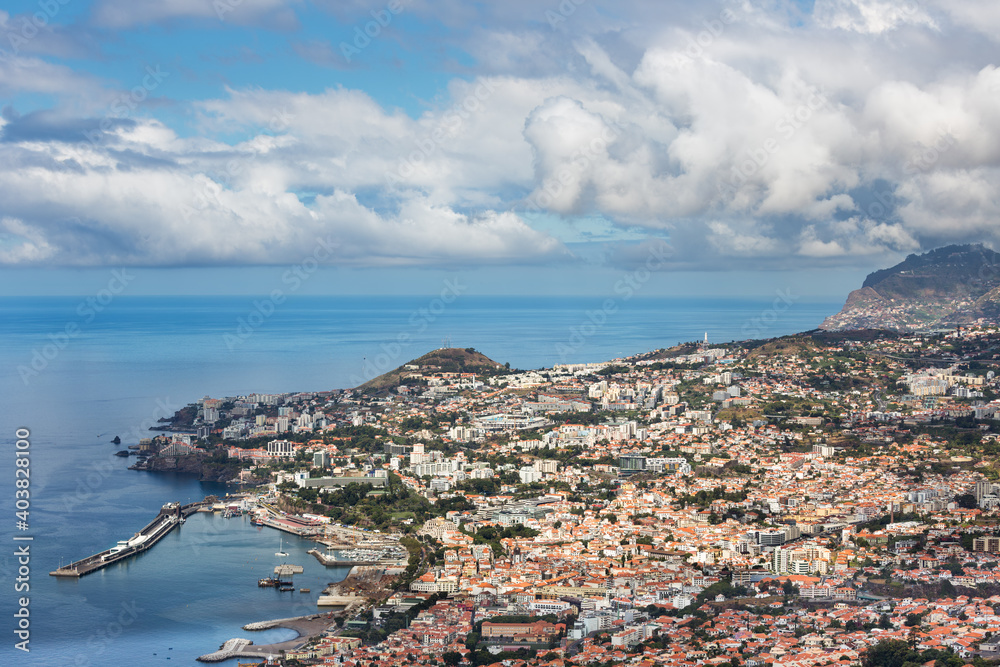 View at harbor of Funchal, capital city of Portugese madeira