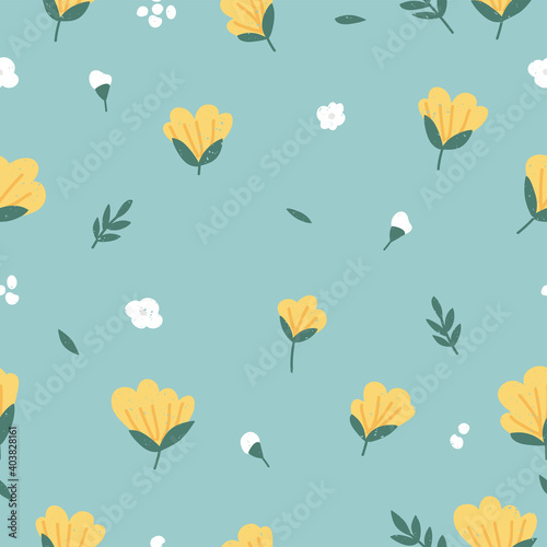 Vector illustration seamless floral pattern. Flowers background for cosmetics packaging.