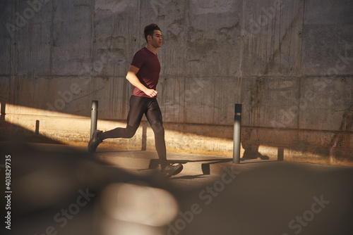 Man running on a city street