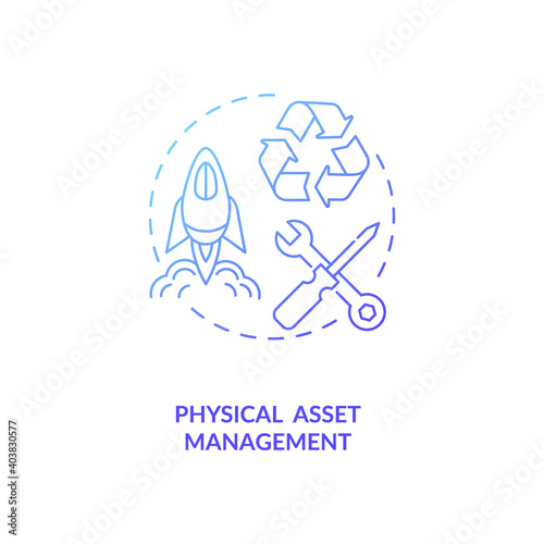 Physical asset management concept icon. Asset management type idea thin line illustration. Fixed and non-current capital. Economic, exchange value item. Vector isolated outline RGB color drawing