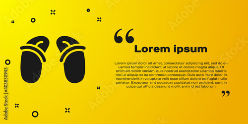 Black Flip flops icon isolated on yellow background. Beach slippers sign. Vector.