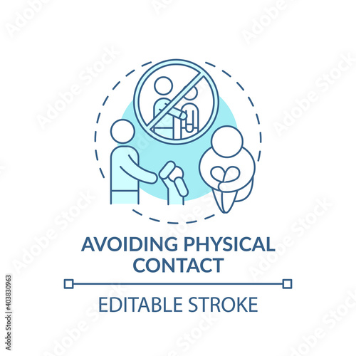 Avoiding physical contact turquoise concept icon. Sign of domestic violence. Symptom of abuse. Child safety idea thin line illustration. Vector isolated outline RGB color drawing. Editable stroke