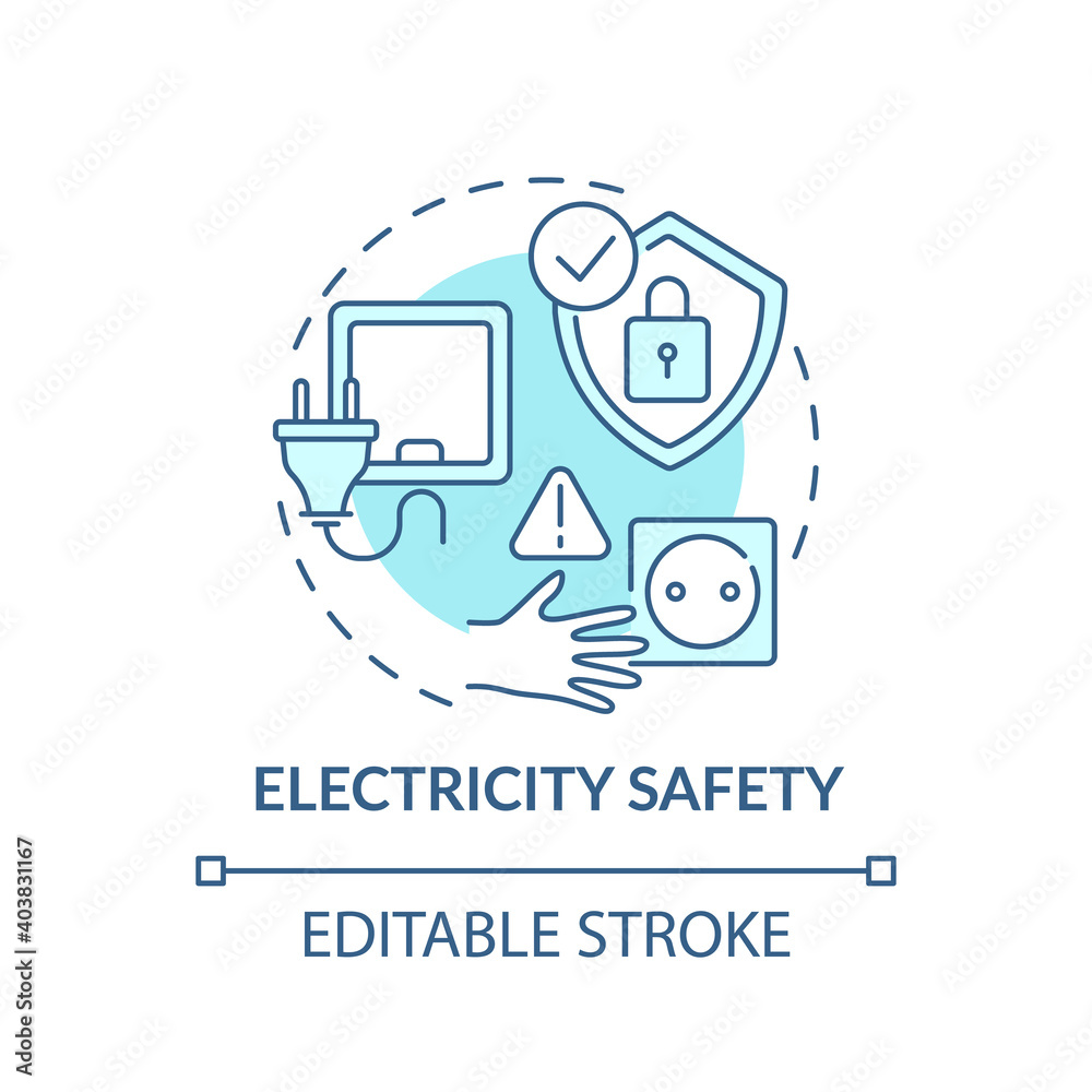 Vektorová grafika „Electricity safety turquoise concept icon