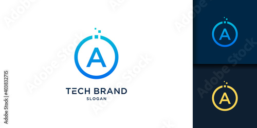 Letter technology logo design template a